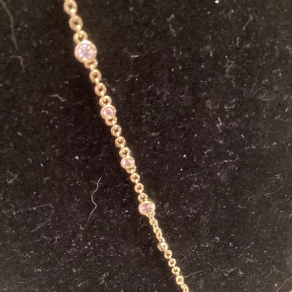 Fine Link Goldtone Crystal Necklace with Crystal Pendant - Picture 4 of 7